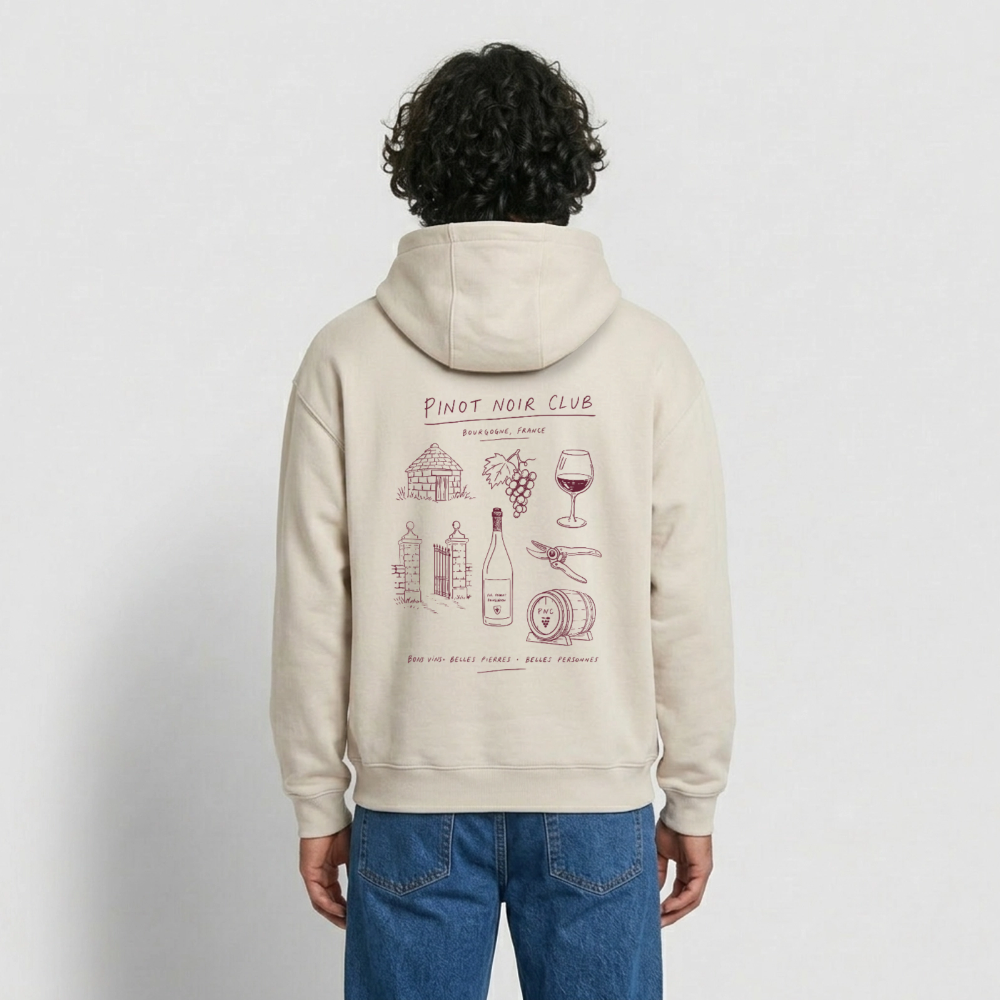 Hoodie Unisexe « Bons vins, belles pierres, belles personnes » 🍇 - beige