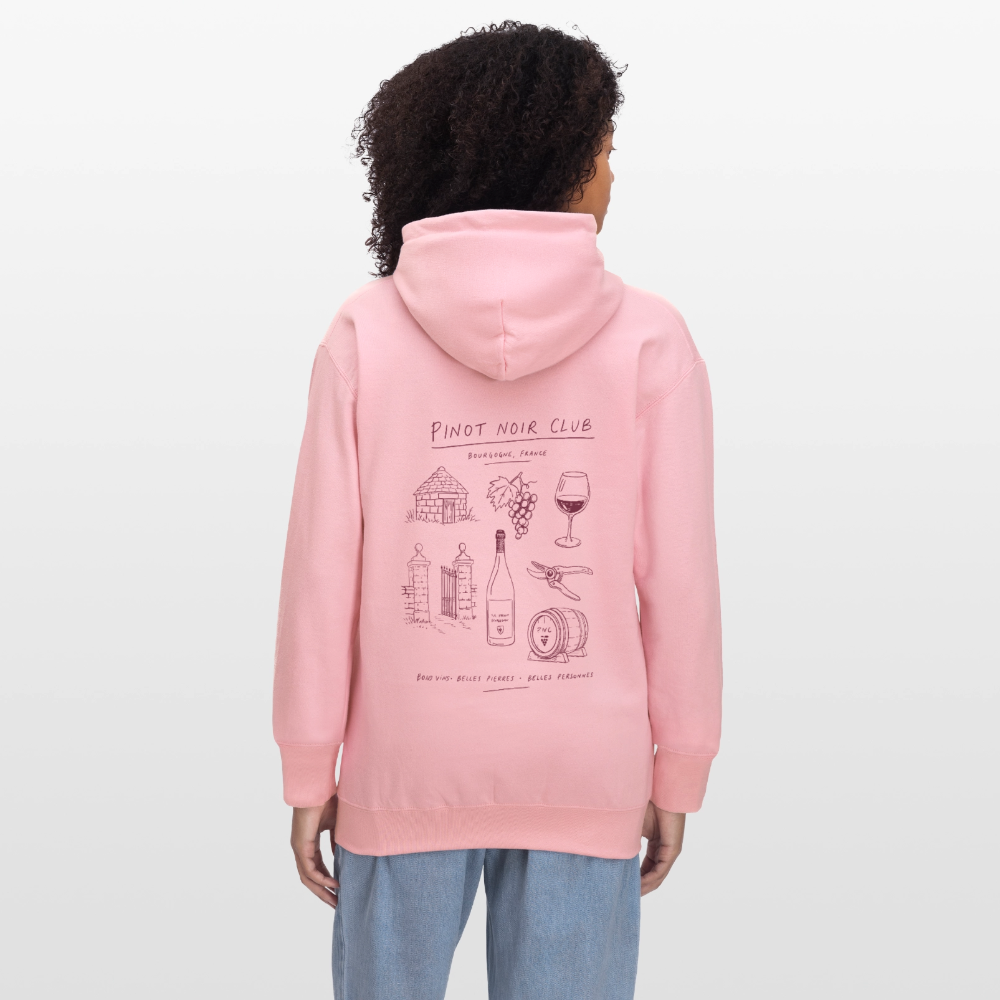 Hoodie Unisexe « Bons vins, belles pierres, belles personnes » - rose clair