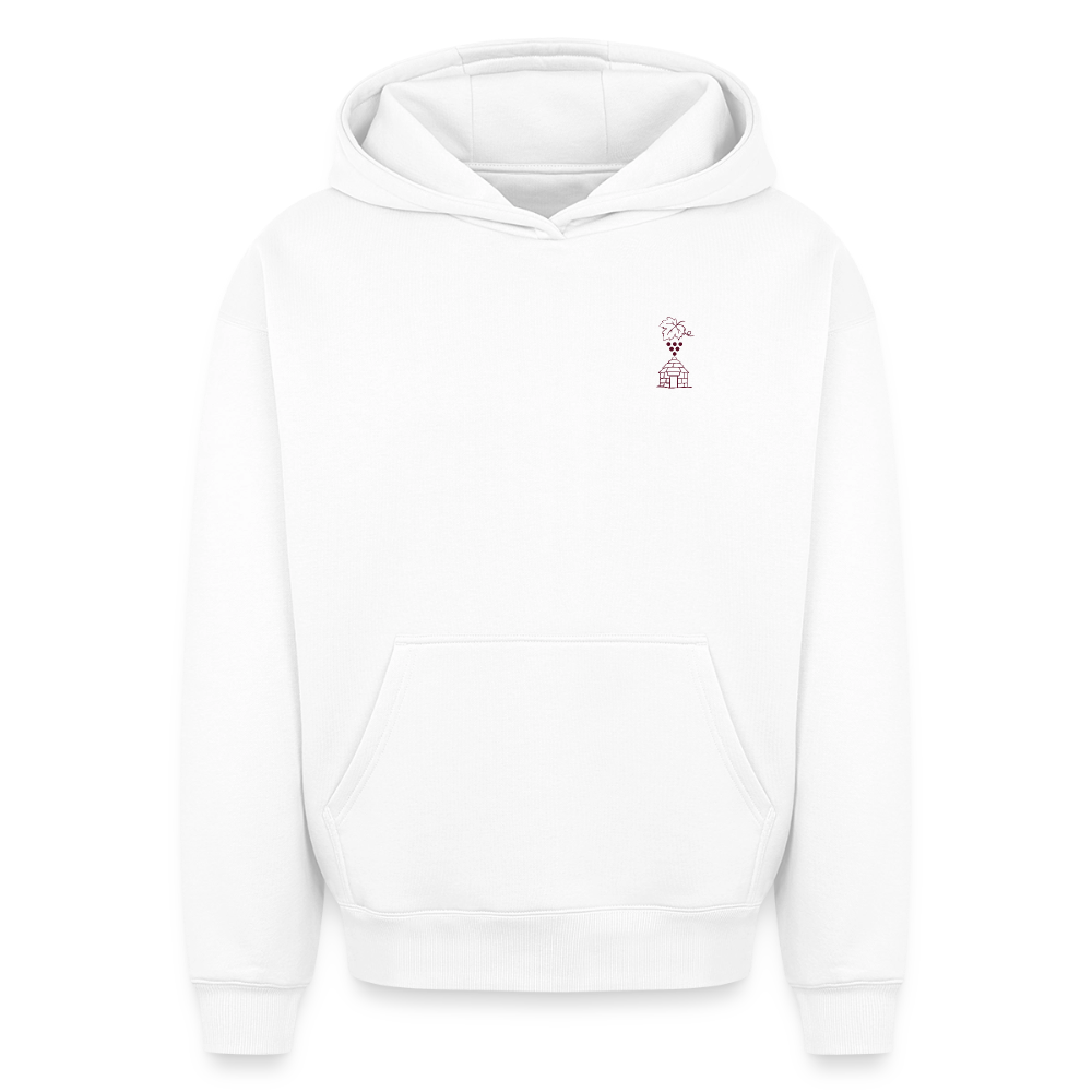 Hoodie Unisexe « Bons vins, belles pierres, belles personnes » 🍇 - blanc