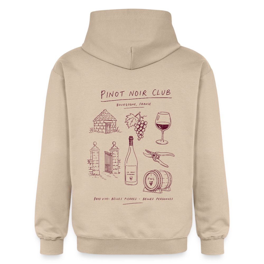 Hoodie Unisexe « Bons vins, belles pierres, belles personnes » - jaune sable