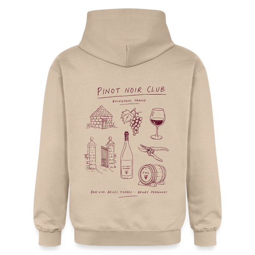 Hoodie Unisexe « Bons vins, belles pierres, belles personnes » - jaune sable