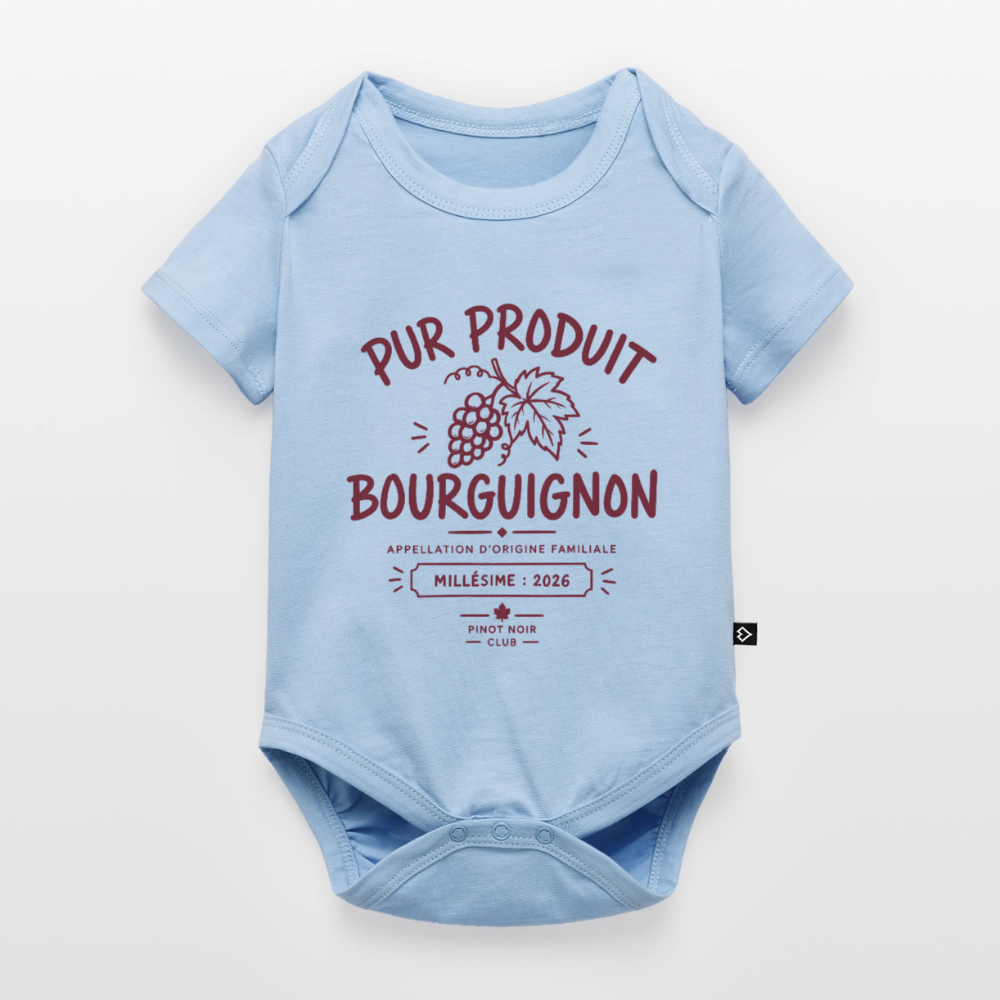 🍇 Body bébé « Pur Produit Bourguignon » - bleu clair