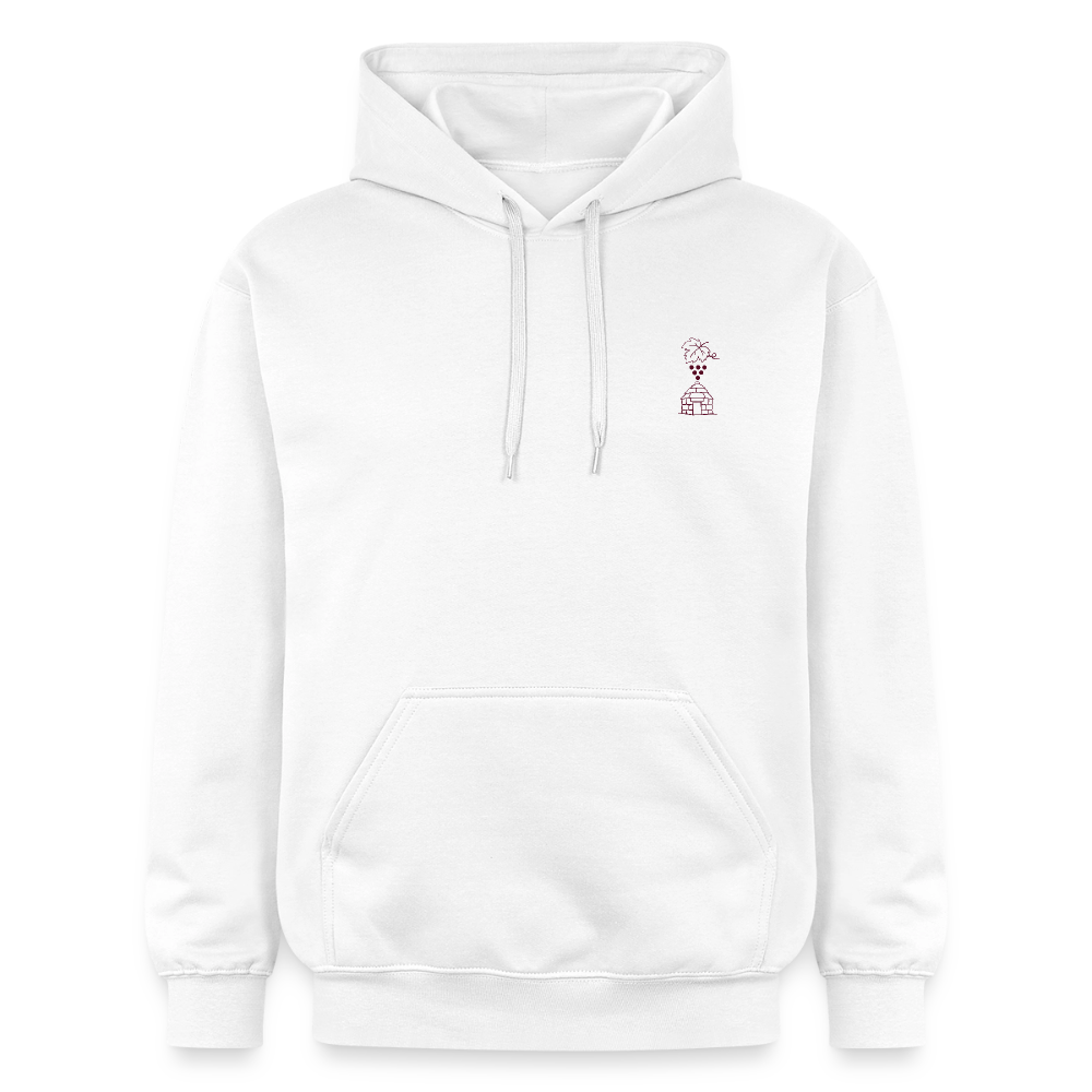 Hoodie Unisexe « Bons vins, belles pierres, belles personnes » - blanc