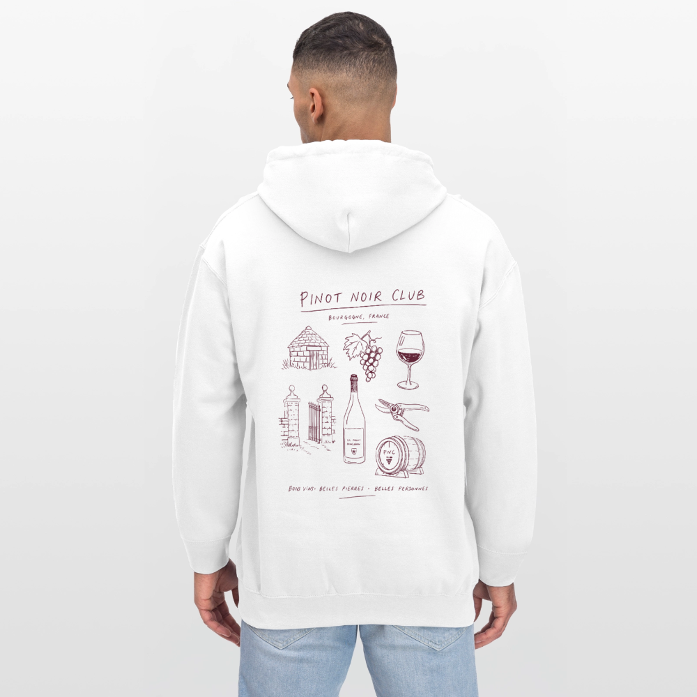 Hoodie Unisexe « Bons vins, belles pierres, belles personnes » - blanc