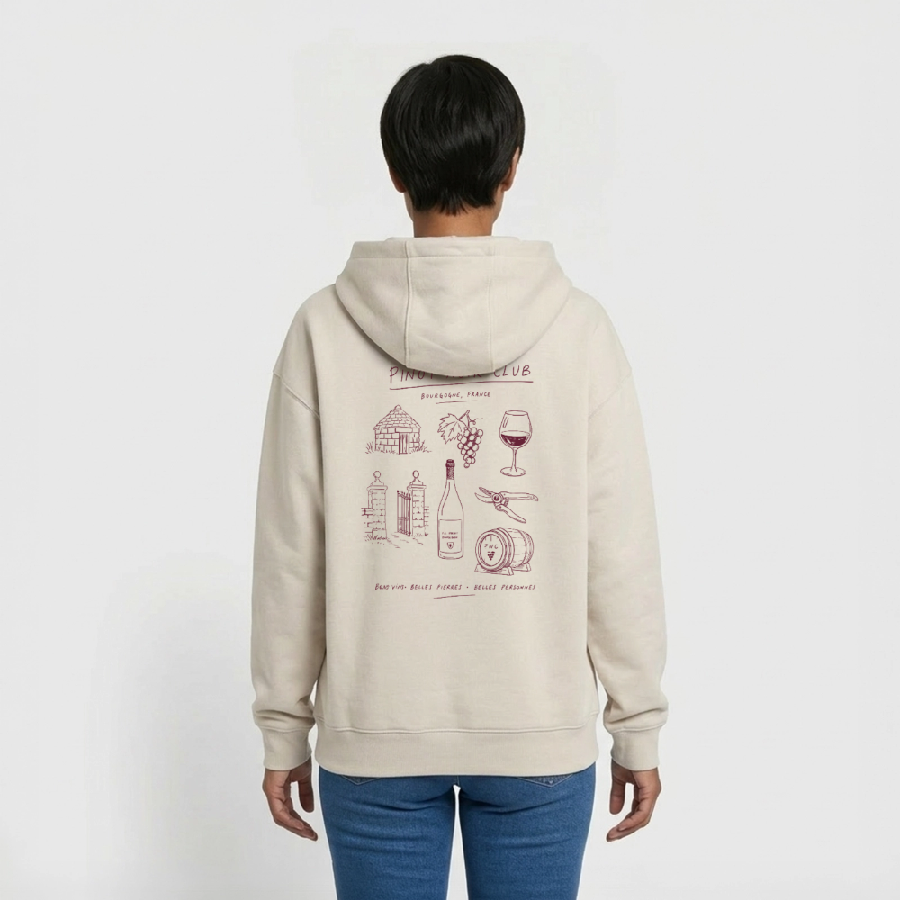 Hoodie Unisexe « Bons vins, belles pierres, belles personnes » 🍇 - beige