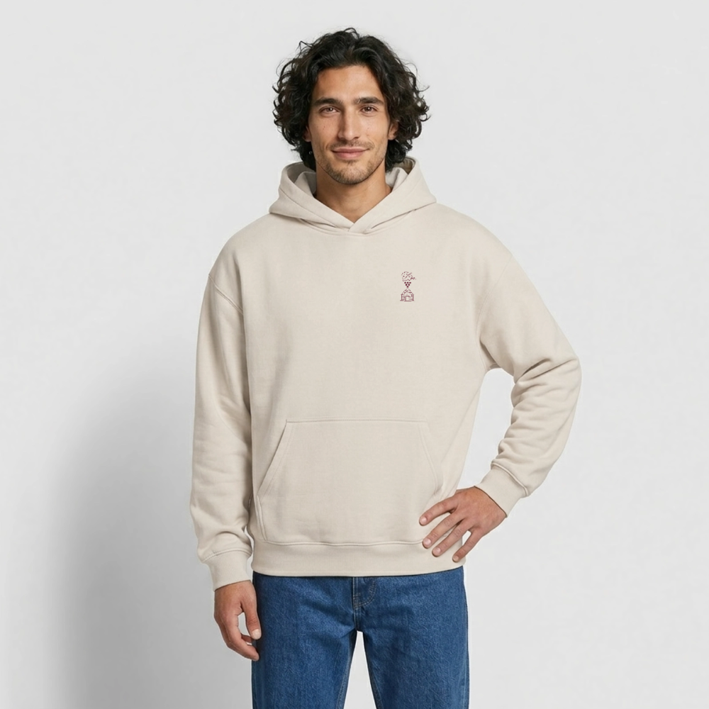 Hoodie Unisexe « Bons vins, belles pierres, belles personnes » 🍇 - beige
